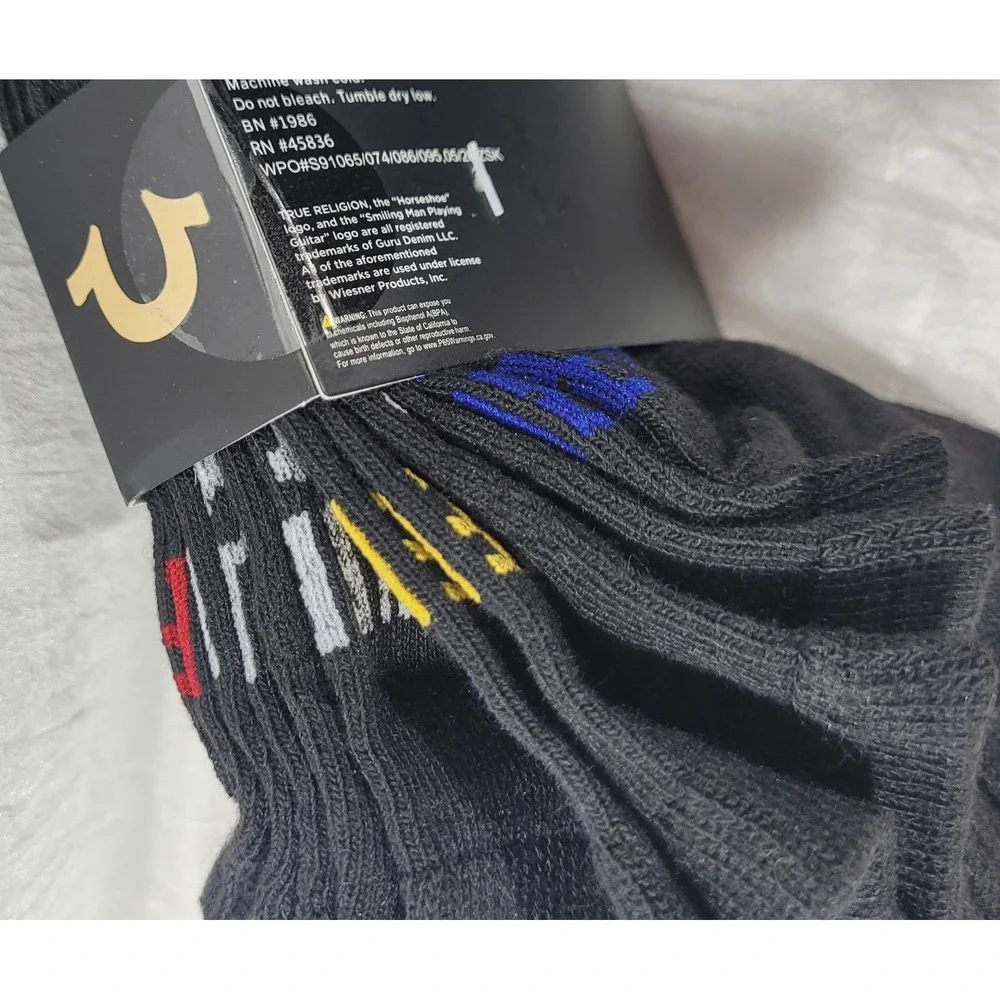 18 Pairs Boy's True Religion Low Cut Socks - Black - Shoe Size 7.5-2.5